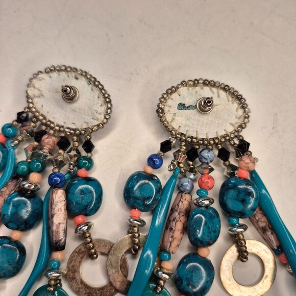 Vintage Hand Stitched Indigenous Earrings - Picture 4 of 6